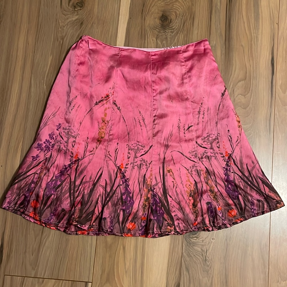 Chicos Skirt - Pink with Watercolor Flowers